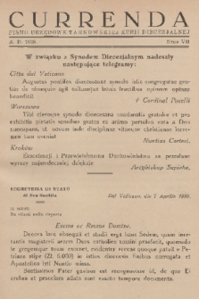 Currenda : pismo urzędowe tarnowskiej kurji diecezjalnej. 1938, kurenda 7