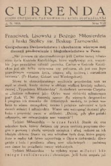 Currenda : pismo urzędowe tarnowskiej kurji diecezjalnej. 1938, kurenda 8