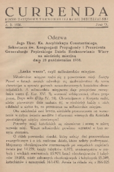 Currenda : pismo urzędowe tarnowskiej kurji diecezjalnej. 1938, kurenda 9