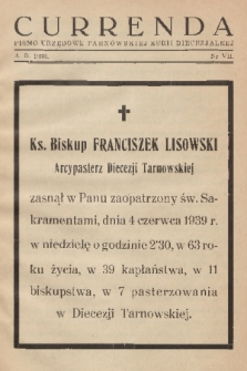 Currenda : pismo urzędowe tarnowskiej kurji diecezjalnej. 1939, kurenda 7