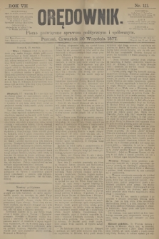 Orędownik : pismo poświęcone sprawom politycznym i społecznym. R.7, 1877, nr 111