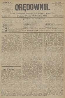 Orędownik : pismo poświęcone sprawom politycznym i społecznym. R.7, 1877, nr 113