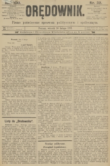 Orędownik : pismo poświęcone sprawom politycznym i spółecznym. R.21, 1891, nr 32