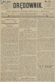 Orędownik : pismo poświęcone sprawom politycznym i spółecznym. R.21, 1891, nr 54