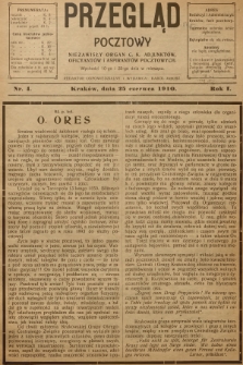 Przegląd Pocztowy : niezawisły organ c. k. Adjunktów, Oficyantów i Aspirantów Pocztowych. R.1, 1910, nr 4