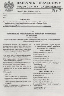 Dziennik Urzędowy Województwa Zamojskiego. 1997, nr 7