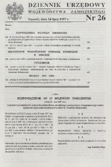 Dziennik Urzędowy Województwa Zamojskiego. 1997, nr 26