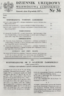 Dziennik Urzędowy Województwa Zamojskiego. 1997, nr 36