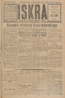 Iskra : dziennik polityczny, społeczny, gospodarczy i literacki. R.17 (1926), nr 178