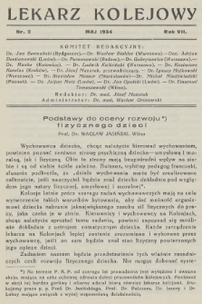 Lekarz Kolejowy. R.7, 1934, nr 2