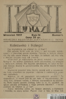 U Nas : miesięcznik młodzieży gimnazjalnej - Dębica. R.4, 1937, nr 1