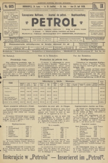 Petrol : czasopismo naftowe : journal de pétrol : Naphtazeitung. R.9, 1928, № 605