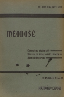 Młodość : czasopismo akademickie założone w stuletnią rocznicę urodzin Adama Mickiewicza. R.1, 1899, Zeszyt 4 + wkładka