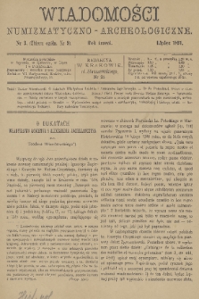 Wiadomości Numizmatyczno-Archeologiczne. R.3, 1891, nr 3