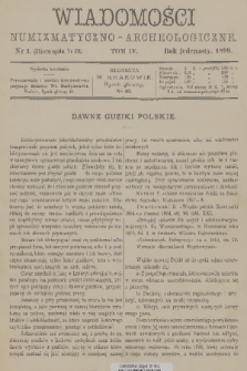 Wiadomości Numizmatyczno-Archeologiczne. R.11, 1899, nr 1