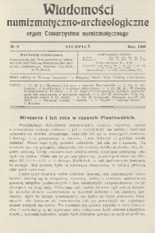 Wiadomości Numizmatyczno-Archeologiczne : organ Towarzystwa Numizmatycznego. T.1, 1909, nr 8
