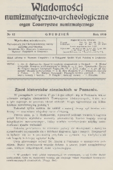 Wiadomości Numizmatyczno-Archeologiczne : organ Towarzystwa Numizmatycznego. T.2, 1910, nr 12