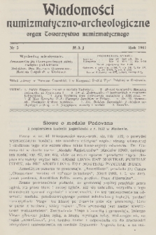Wiadomości Numizmatyczno-Archeologiczne : organ Towarzystwa Numizmatycznego. T.3, 1911, nr 5