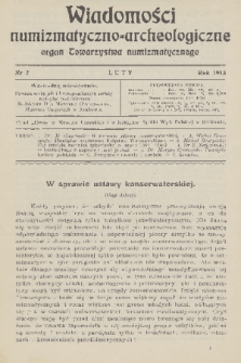 Wiadomości Numizmatyczno-Archeologiczne : organ Towarzystwa Numizmatycznego. T.5, 1913, nr 2