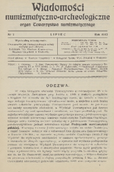 Wiadomości Numizmatyczno-Archeologiczne : organ Towarzystwa Numizmatycznego. T.5, 1913, nr 7