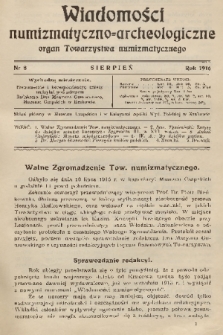 Wiadomości Numizmatyczno-Archeologiczne : organ Towarzystwa Numizmatycznego. T.7, 1916, nr 8