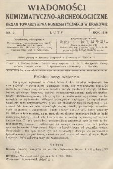 Wiadomości Numizmatyczno-Archeologiczne : organ Towarzystwa Numizmatycznego w Krakowie. T.8, 1918, nr 2