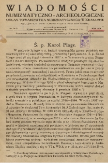 Wiadomości Numizmatyczno-Archeologiczne : organ Towarzystwa Numizmatycznego w Krakowie. 1926, nr 1-12