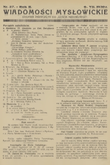 Wiadomości Mysłowickie : dodatek parafjalny do „Gościa Niedzielnego”. R.2, 1930, nr 27