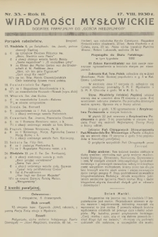 Wiadomości Mysłowickie : dodatek parafjalny do „Gościa Niedzielnego”. R.2, 1930, nr 33