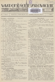 Wiadomości Mysłowickie : dodatek parafjalny do „Gościa Niedzielnego”. R.5, 1933, nr 1