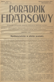 Poradnik Finansowy : miesięcznik poświęcony sprawom finansowym drobnego kapitału. R.1, 1933, №  4