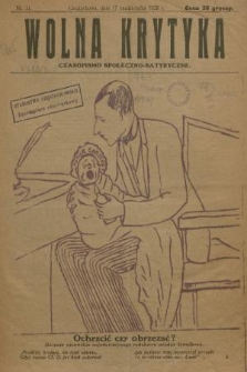 Wolna Krytyka : czasopismo społeczno-satyryczne. 1926, nr 11