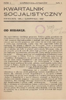 Kwartalnik socjalistyczny. R.1, 1931, nr 1