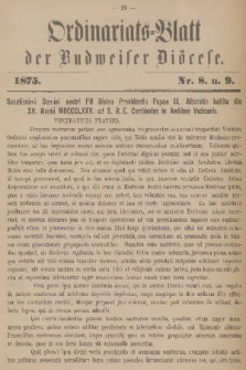 Ordinariats-Blatt der Budweiser Diöcese. 1875, nr 8 i 9