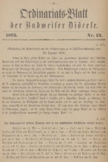 Ordinariats-Blatt der Budweiser Diöcese. 1875, nr 13