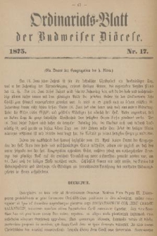 Ordinariats-Blatt der Budweiser Diöcese. 1875, nr 17