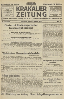 Krakauer Zeitung : zugleich amtliches Organ des K. u. K. Festungskommandos. 1916, nr 11