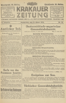 Krakauer Zeitung : zugleich amtliches Organ des K. u. K. Festungskommandos. 1916, nr 13