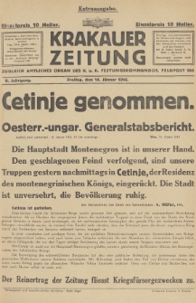 Krakauer Zeitung : zugleich amtliches Organ des K. u. K. Festungskommandos. 1916, nr 14