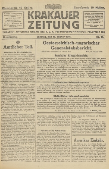 Krakauer Zeitung : zugleich amtliches Organ des K. u. K. Festungskommandos. 1916, nr 16