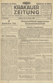 Krakauer Zeitung : zugleich amtliches Organ des K. u. K. Festungskommandos. 1916, nr 21