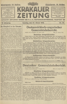 Krakauer Zeitung : zugleich amtliches Organ des K. u. K. Festungskommandos. 1916, nr 23