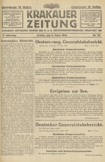 Krakauer Zeitung : zugleich amtliches Organ des K. u. K. Festungskommandos. 1916, nr 35