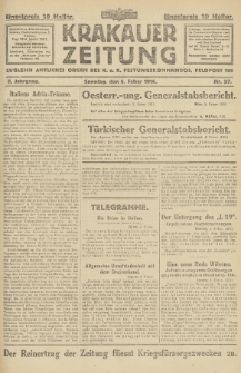 Krakauer Zeitung : zugleich amtliches Organ des K. u. K. Festungskommandos. 1916, nr 37