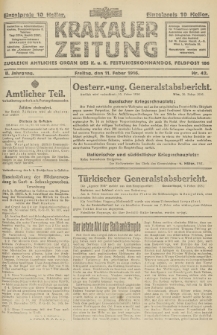 Krakauer Zeitung : zugleich amtliches Organ des K. u. K. Festungskommandos. 1916, nr 42