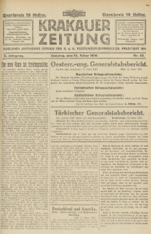 Krakauer Zeitung : zugleich amtliches Organ des K. u. K. Festungskommandos. 1916, nr 43