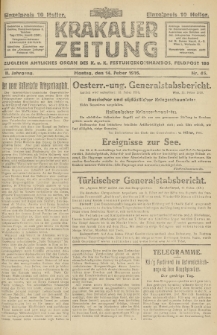 Krakauer Zeitung : zugleich amtliches Organ des K. u. K. Festungskommandos. 1916, nr 45