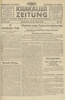Krakauer Zeitung : zugleich amtliches Organ des K. u. K. Festungskommandos. 1916, nr 48