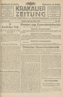 Krakauer Zeitung : zugleich amtliches Organ des K. u. K. Festungskommandos. 1916, nr 49
