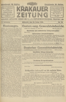 Krakauer Zeitung : zugleich amtliches Organ des K. u. K. Festungskommandos. 1916, nr 54